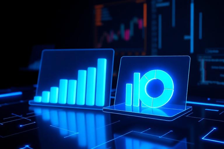Glowing slide deck with charts